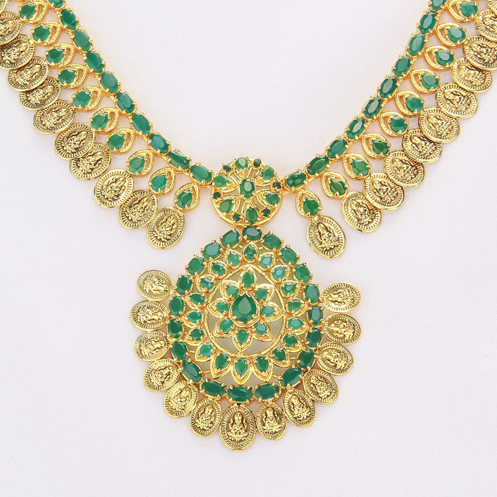 Green Glow Long & Short Necklace Set