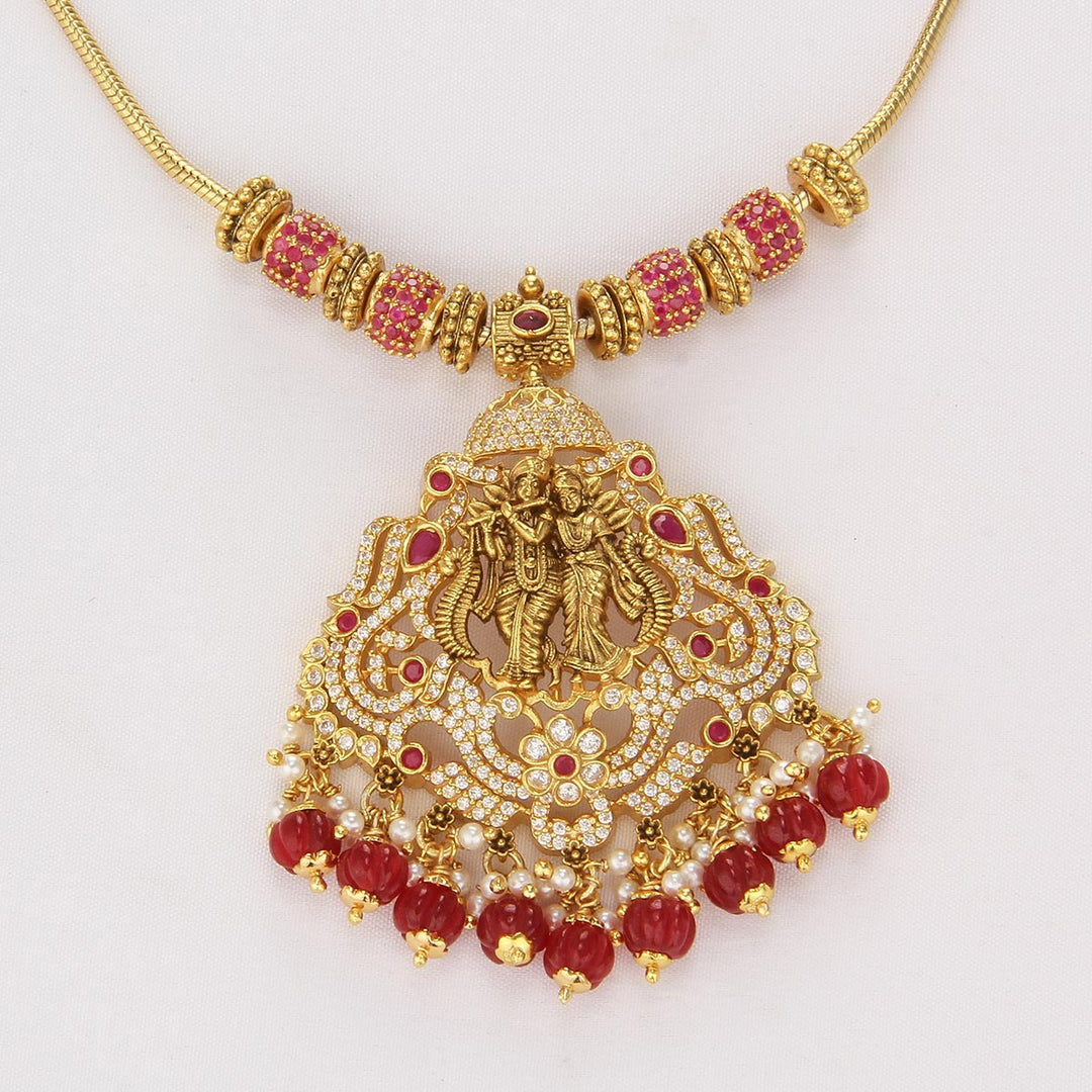 God Radha Krishna Short Necklace Set