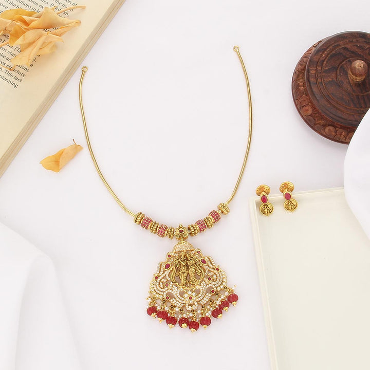 God Radha Krishna Short Necklace Set