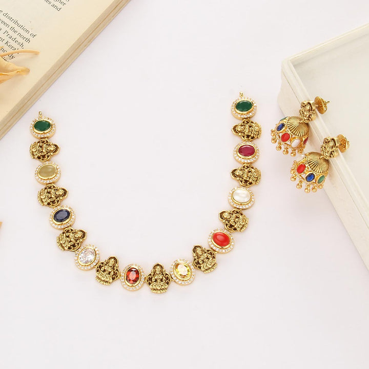 Multi Charm Short Necklace Set