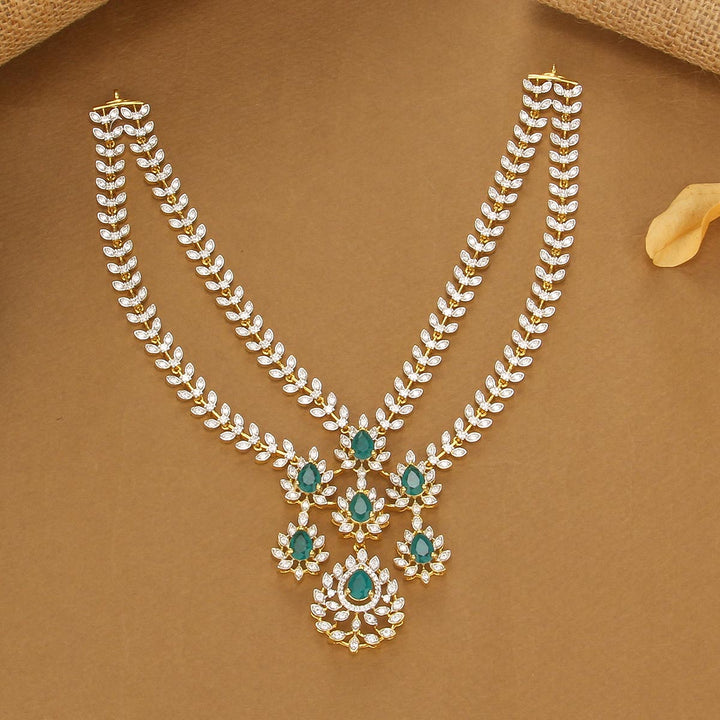 Layered Diamond Design Short Necklace