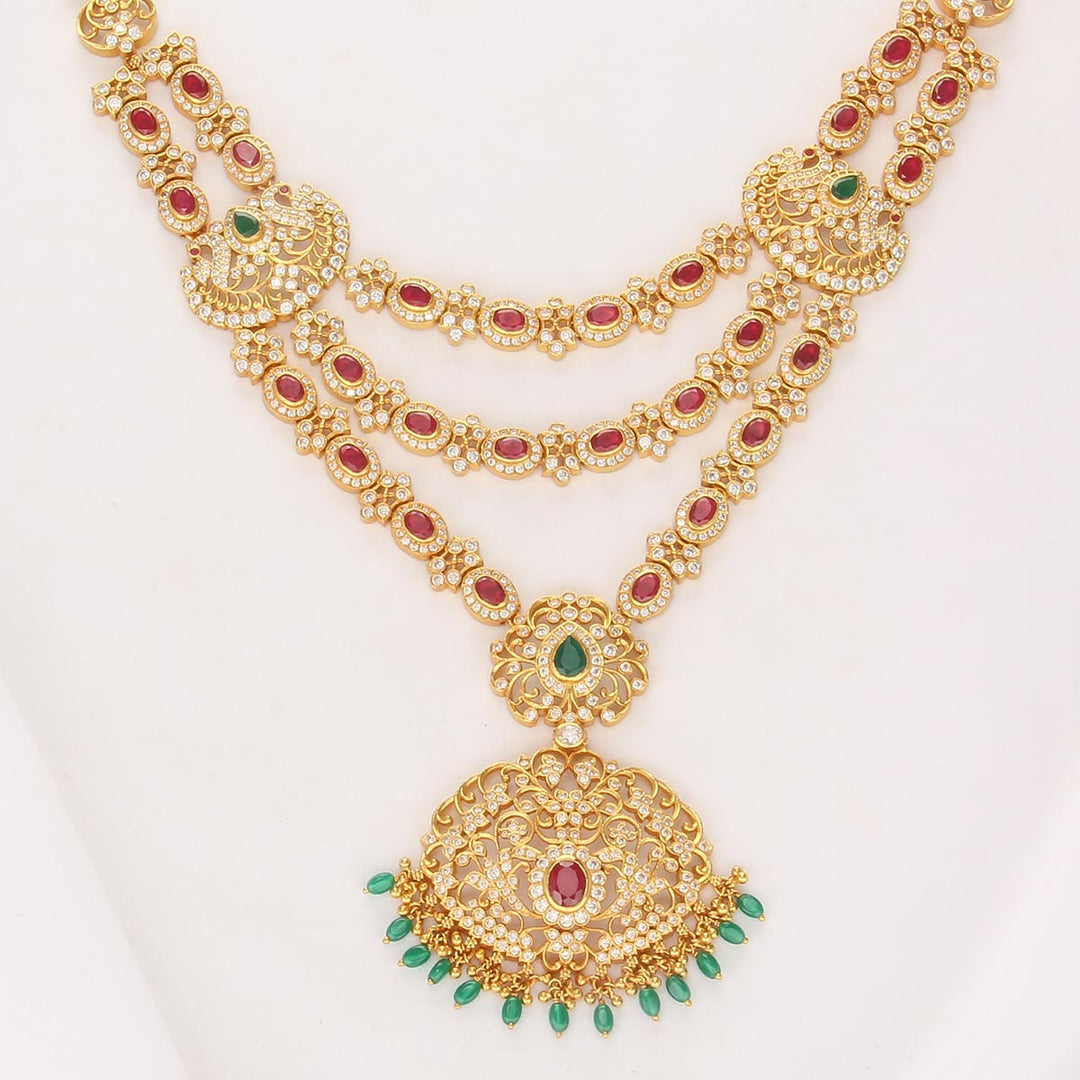 Layer Spark Stone Long Necklace