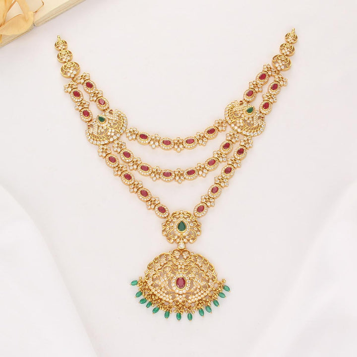 Layer Spark Stone Long Necklace