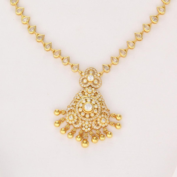 White Charm Stone Short Necklace