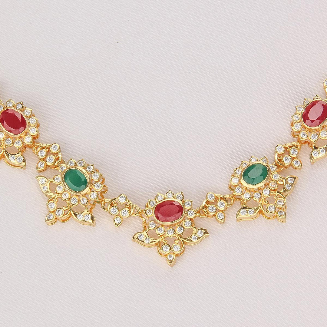 Glitz Diamond Design Short Necklace