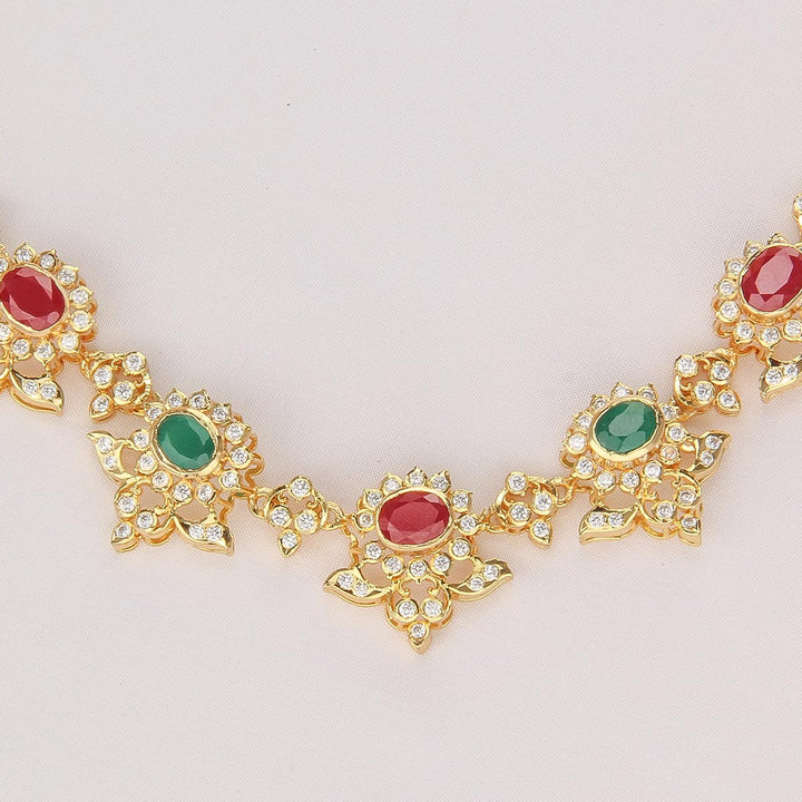 Glitz Diamond Design Short Necklace