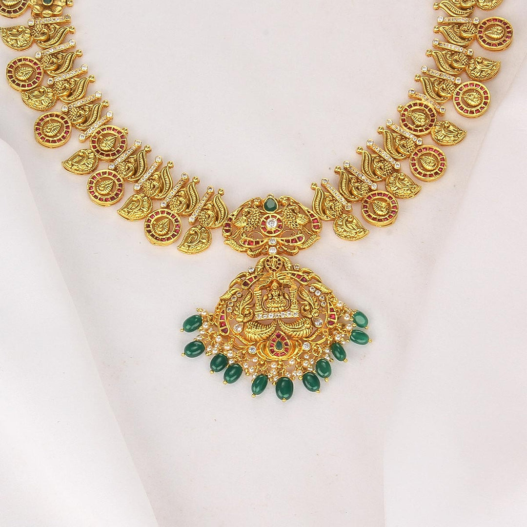 Golden Pakshi Long Necklace