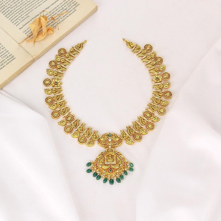 Golden Pakshi Long Necklace