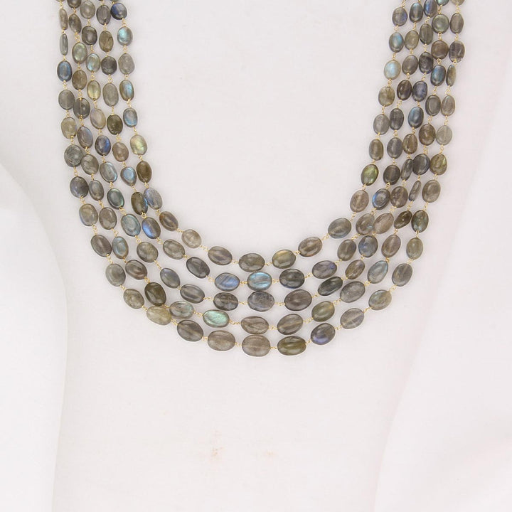 Gray Beads Long Necklace