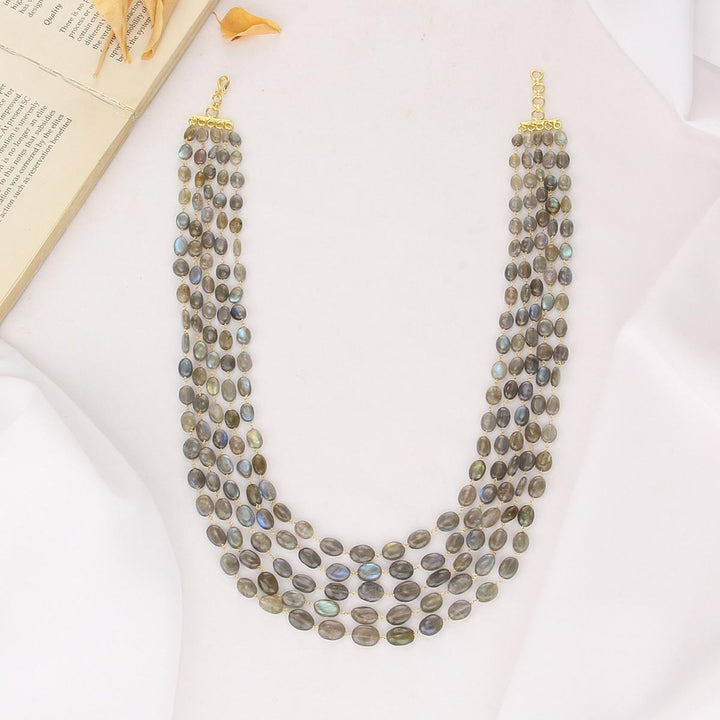 Gray Beads Long Necklace