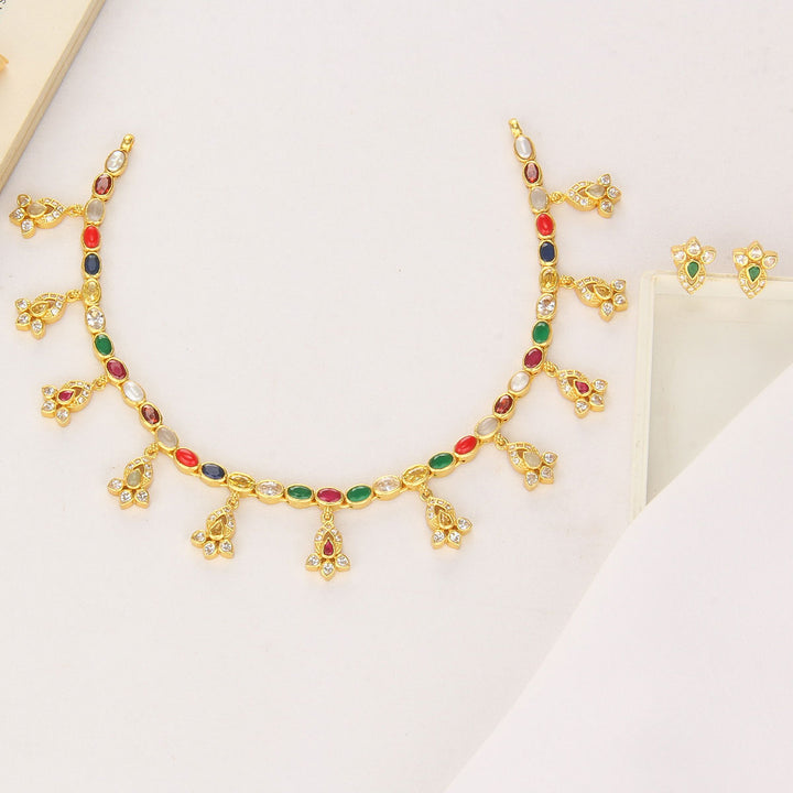 Navarathna Short Necklace Set