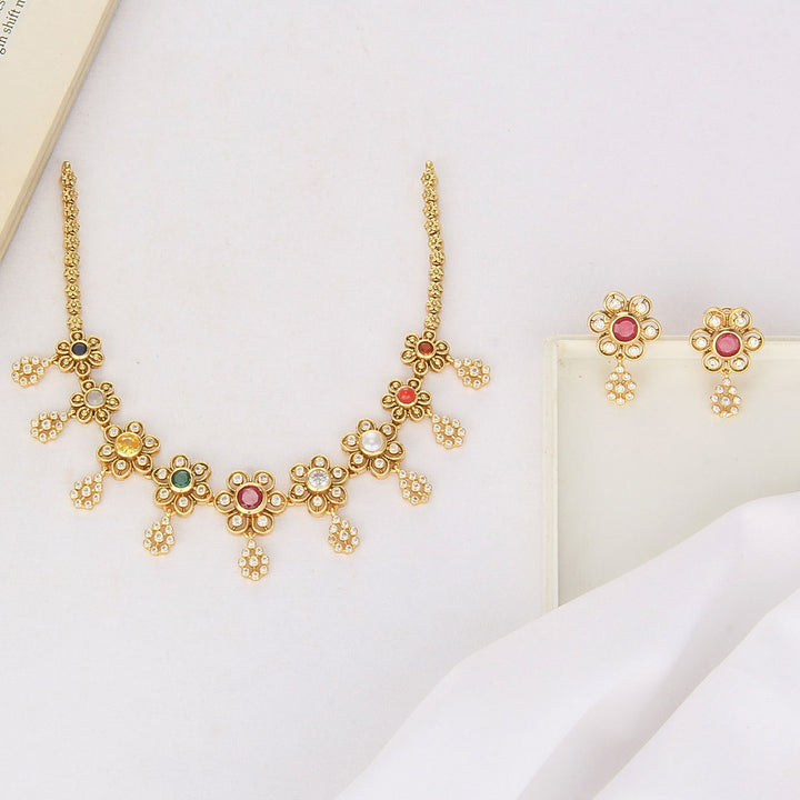 Multi Charm Short Necklace Set