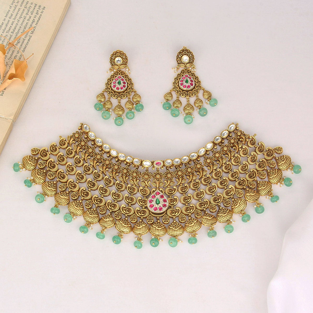 Gold Plated Antique Necklace | Gold Plated Nagas Nakshi Silver