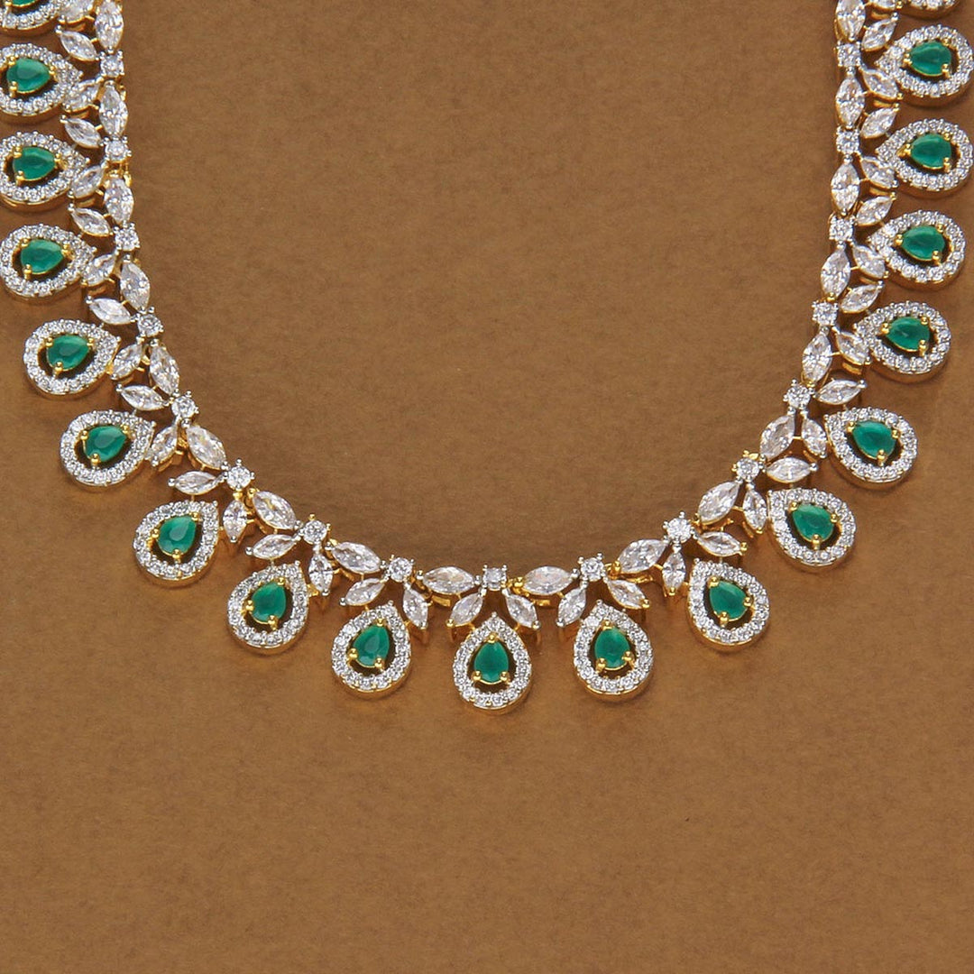 Classy Green Avikam Short Necklace Set