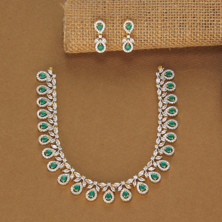 Classy Green Avikam Short Necklace Set