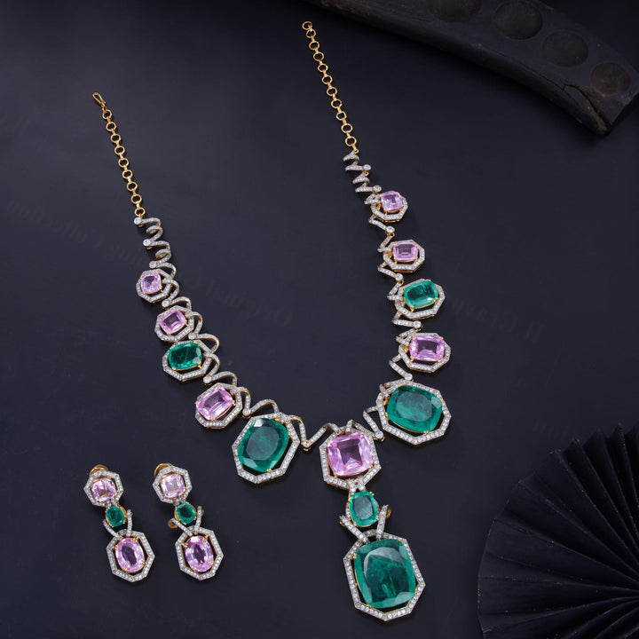 Glitz Moissanite Long Necklace Set