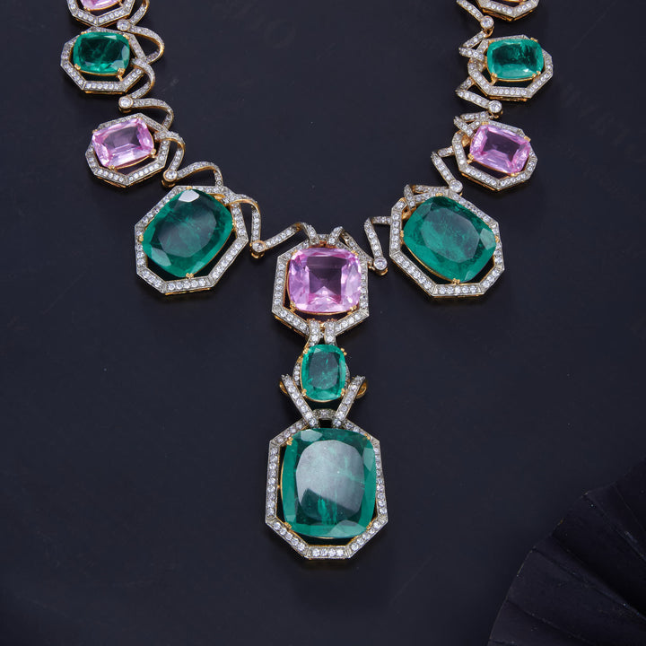 Glitz Moissanite Long Necklace Set