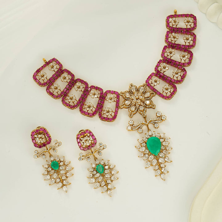 Verzisaa Moissanite Short Necklace Set