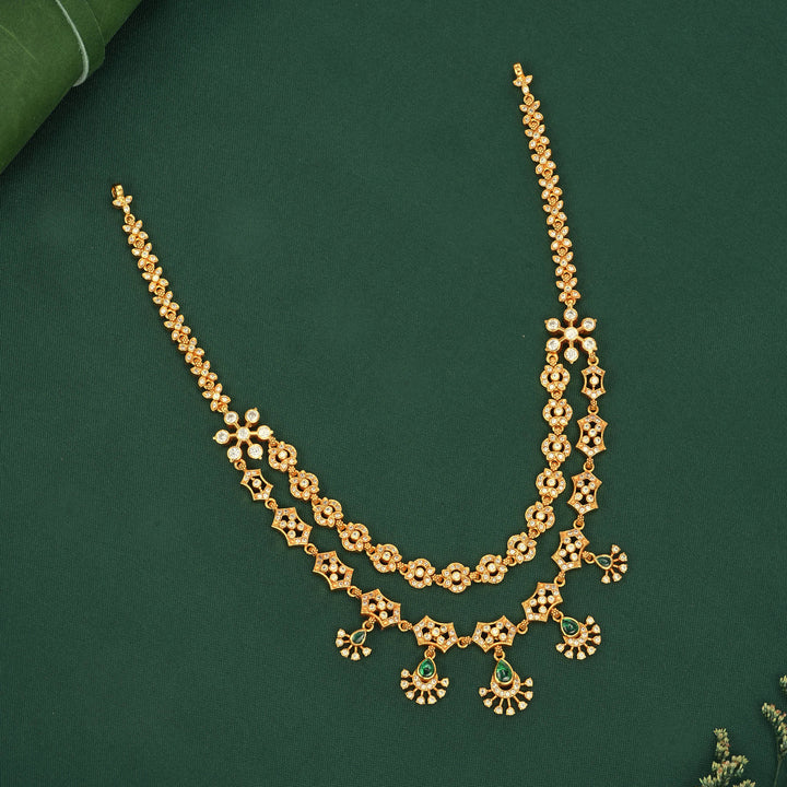 Layer Charm Stone Short  Necklace