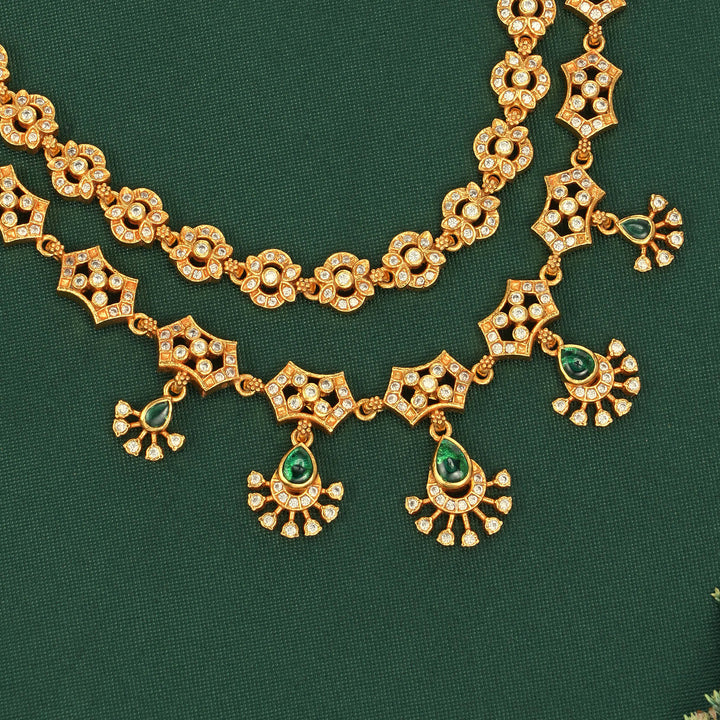Layer Charm Stone Short  Necklace