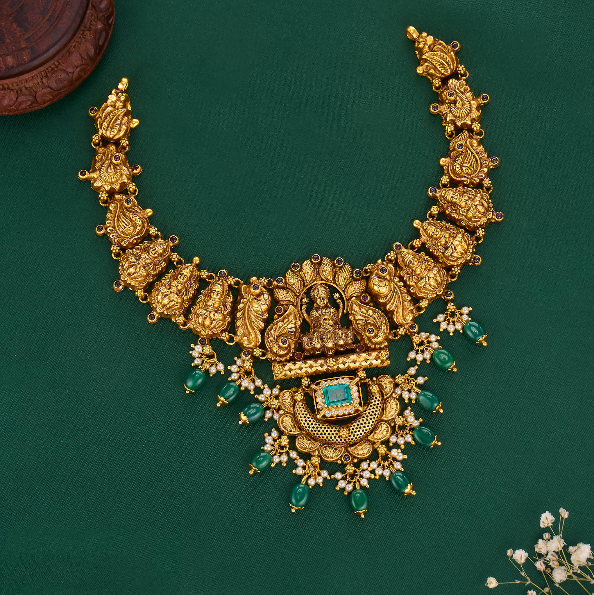 Gold Plated Antique Necklace | Gold Plated Nagas Nakshi Silver