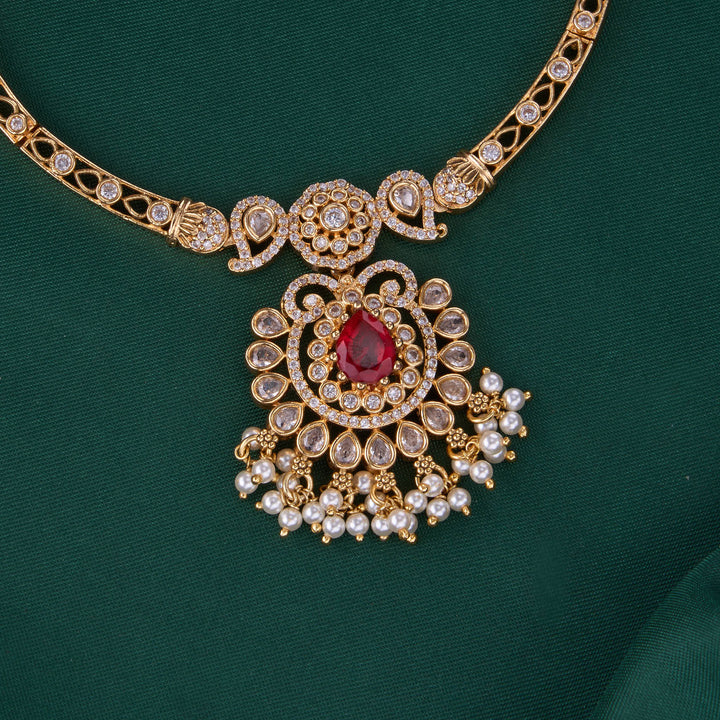 Shimmering Stone Short Necklace Set