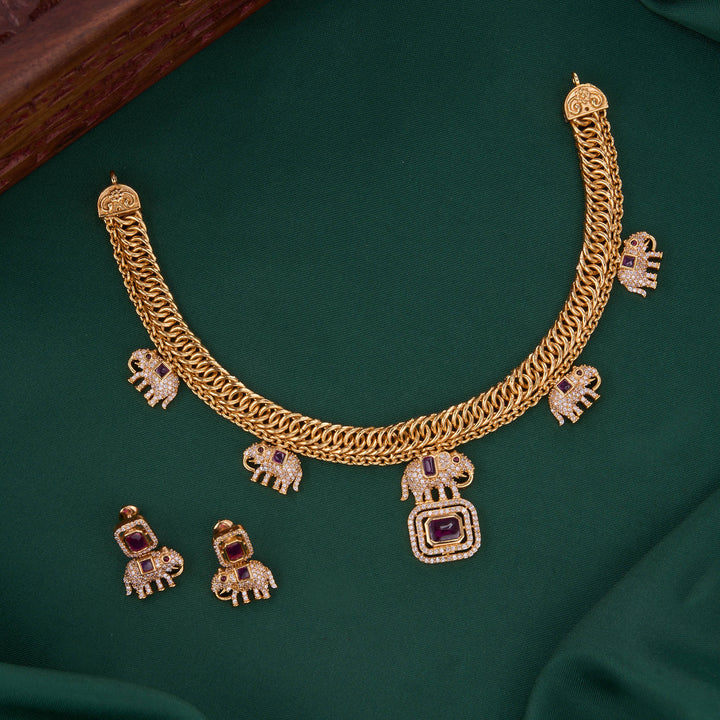 Elephant Design Short Necklace Set