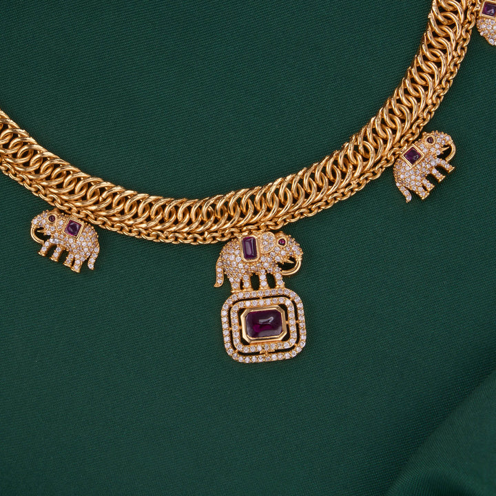 Elephant Design Short Necklace Set