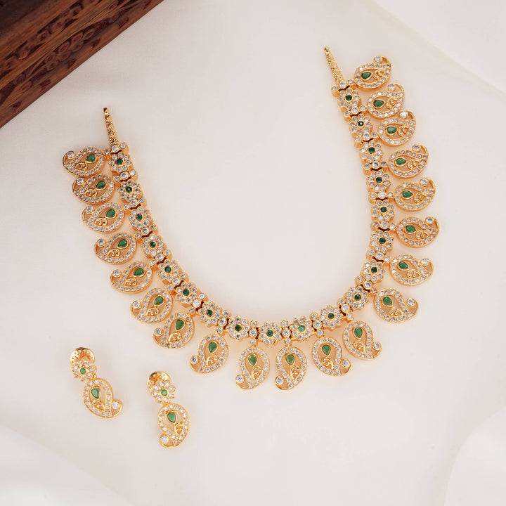 Mango Spark Stone Short Necklace Set