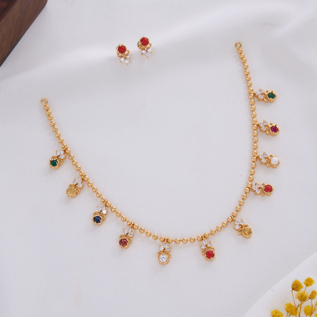 Samyuktha Stone Short Necklace Set