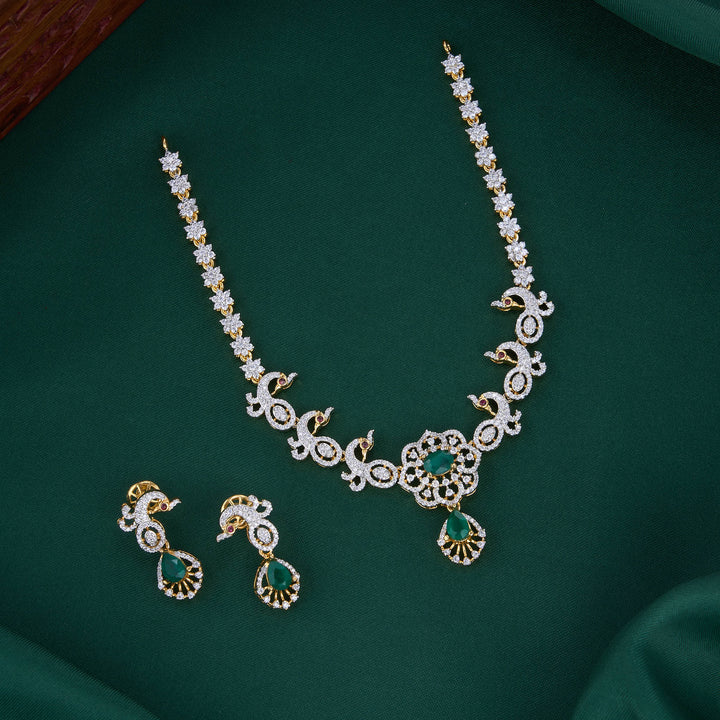 Peacock Inspired Short Necklace Set