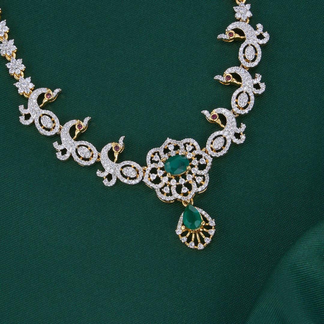 Peacock Inspired Short Necklace Set
