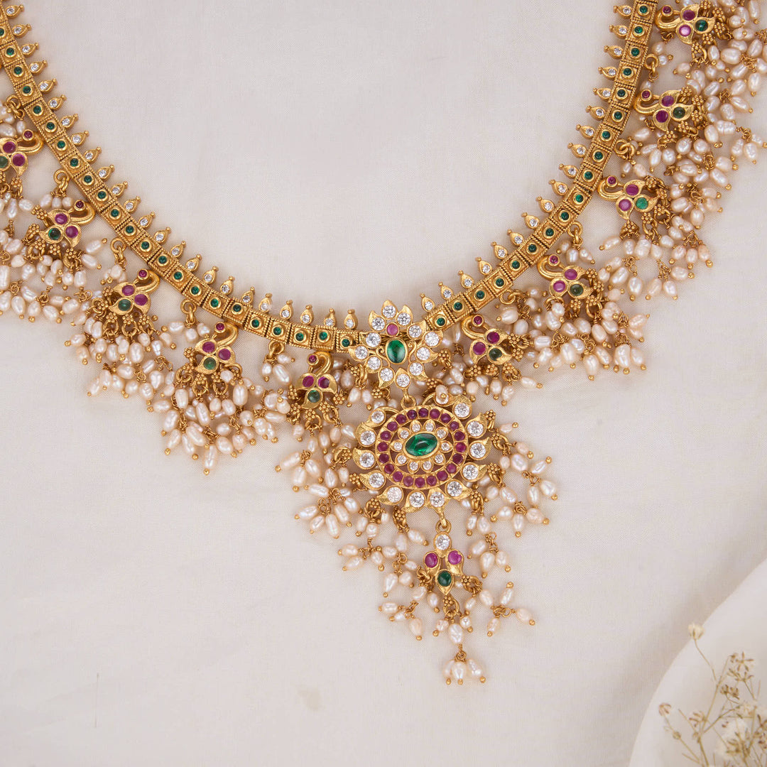 Charvitha Guttapusalu Long Necklace Set