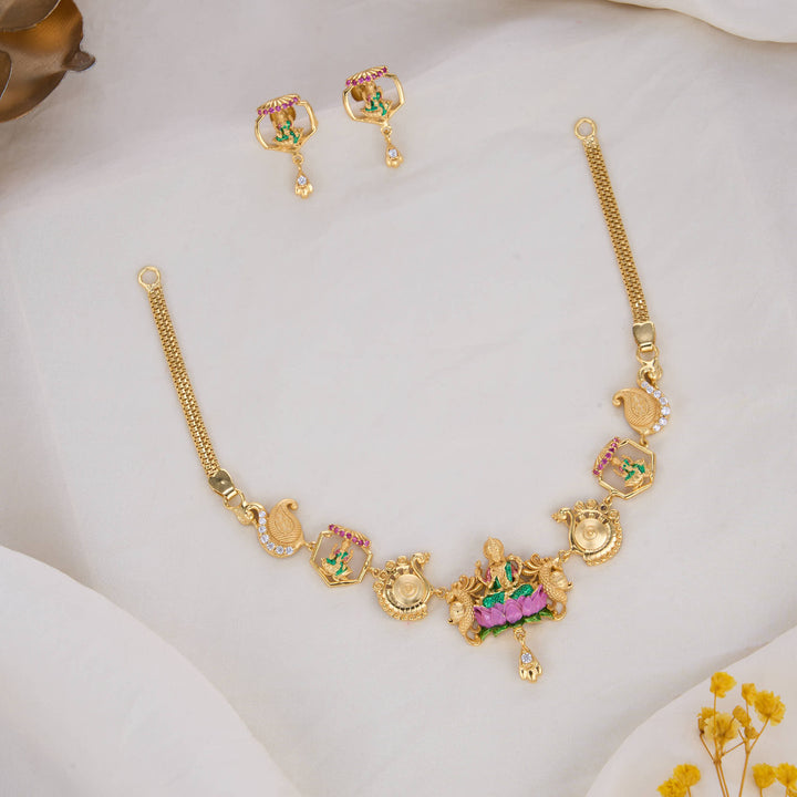 lakshmi 3D Nagas Short Necklace Set