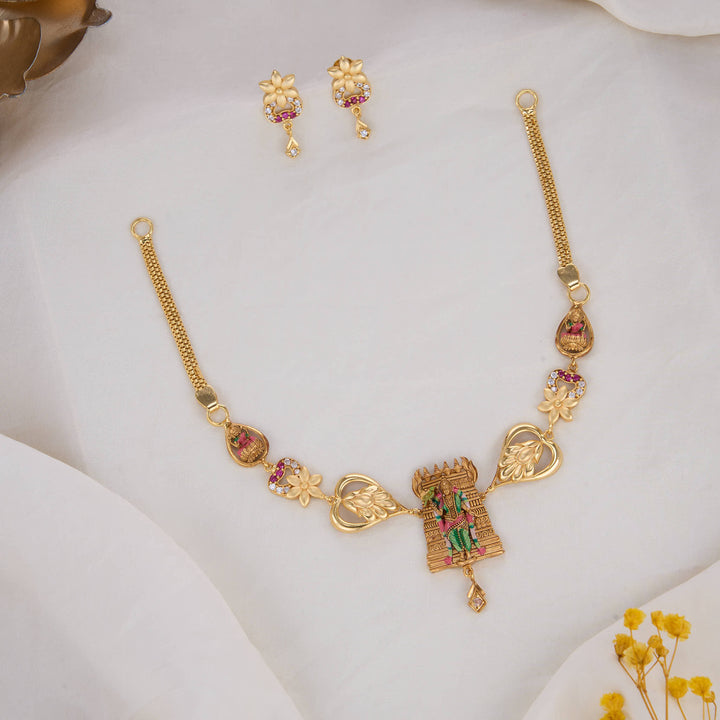 Meenakshi 3D Nagas Short Necklace Set