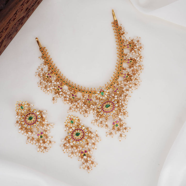 Rajanya Stone Short Necklace Set