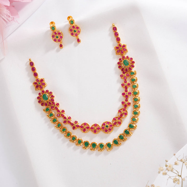 Admirable Pakshi Short Necklace Set