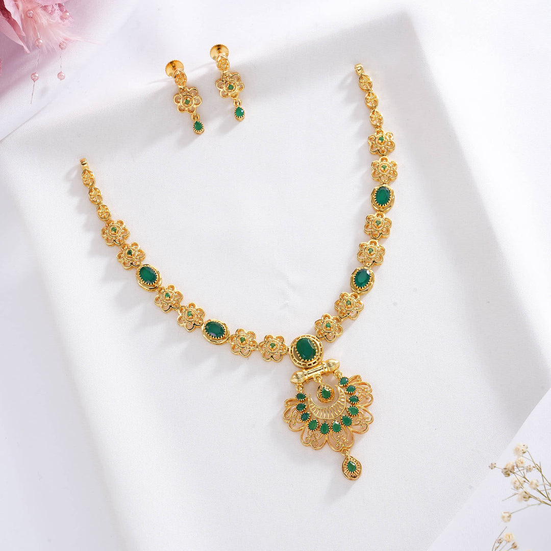 Stunning Pakshi Short Necklace Set