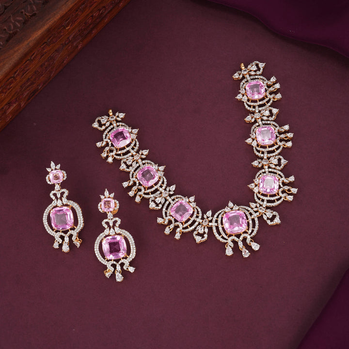 Glowing Moissanite Short Necklace Set