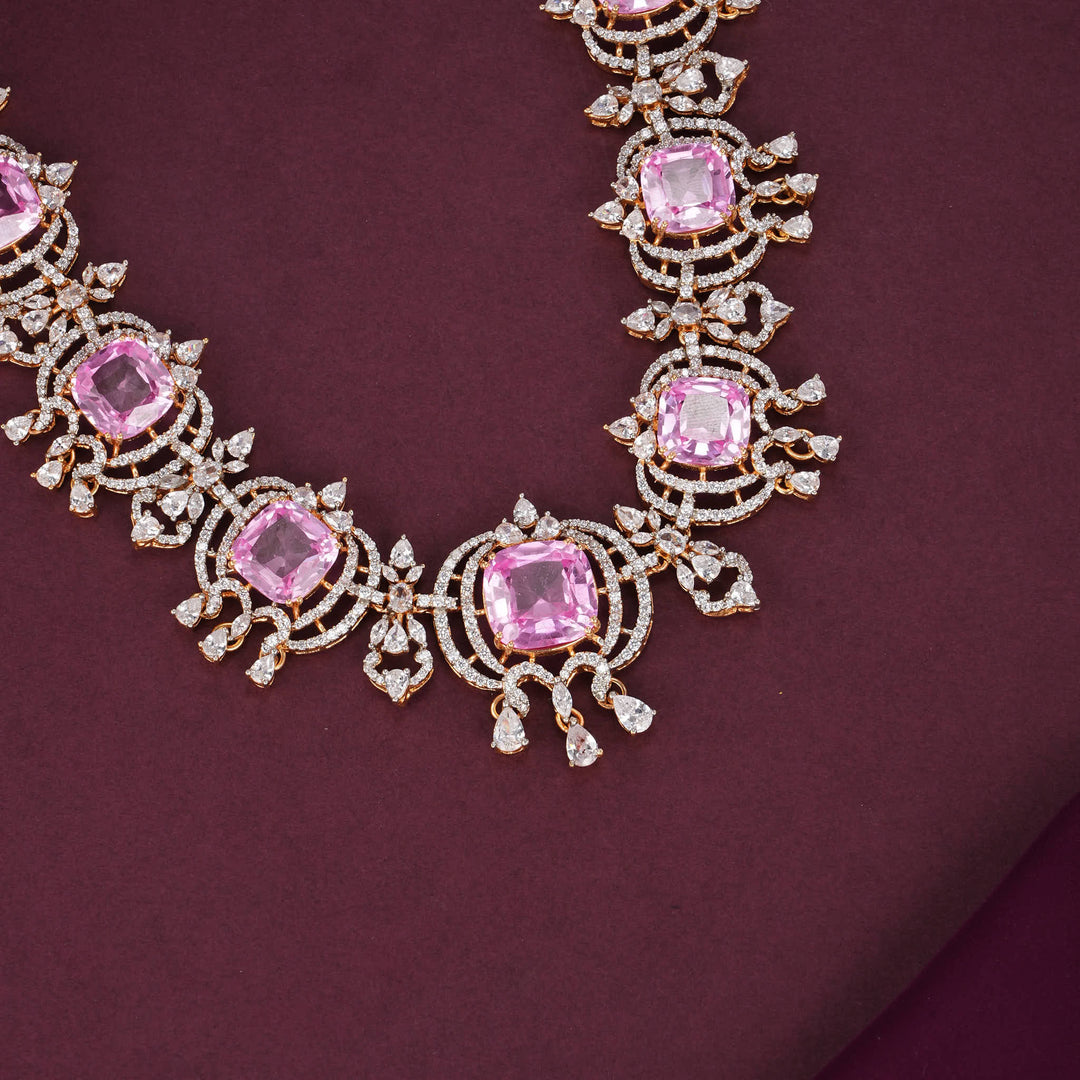 Glowing Moissanite Short Necklace Set