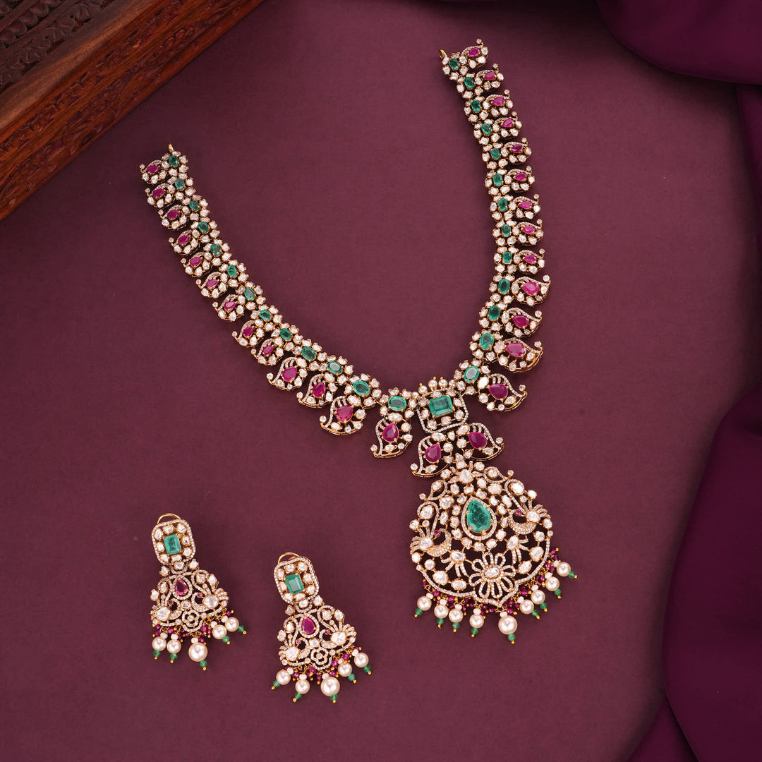 Royal Impressions Moissanite Long Necklace Set
