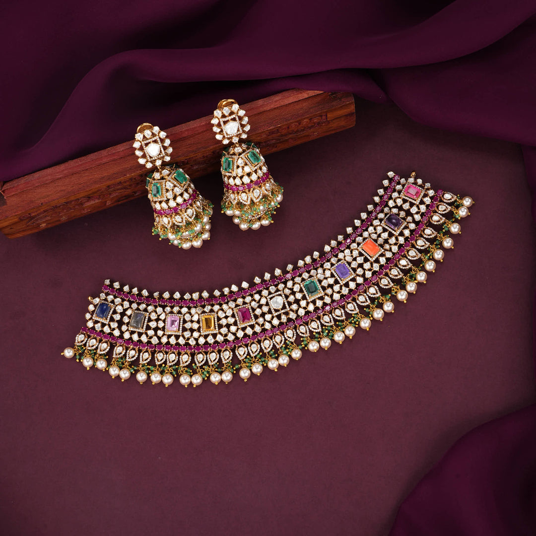 Glow Navarathna Moissanite Choker Set