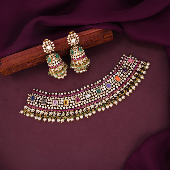 Glow Navarathna Moissanite Choker Set