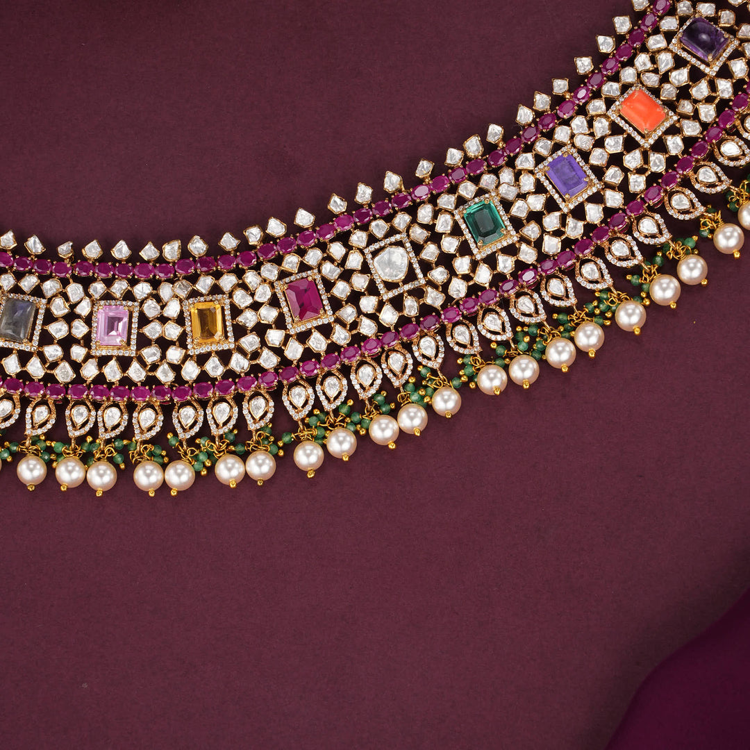 Glow Navarathna Moissanite Choker Set