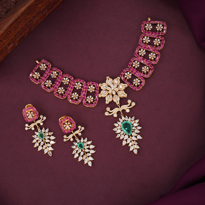 Amazing Moissanite Short Necklace Set