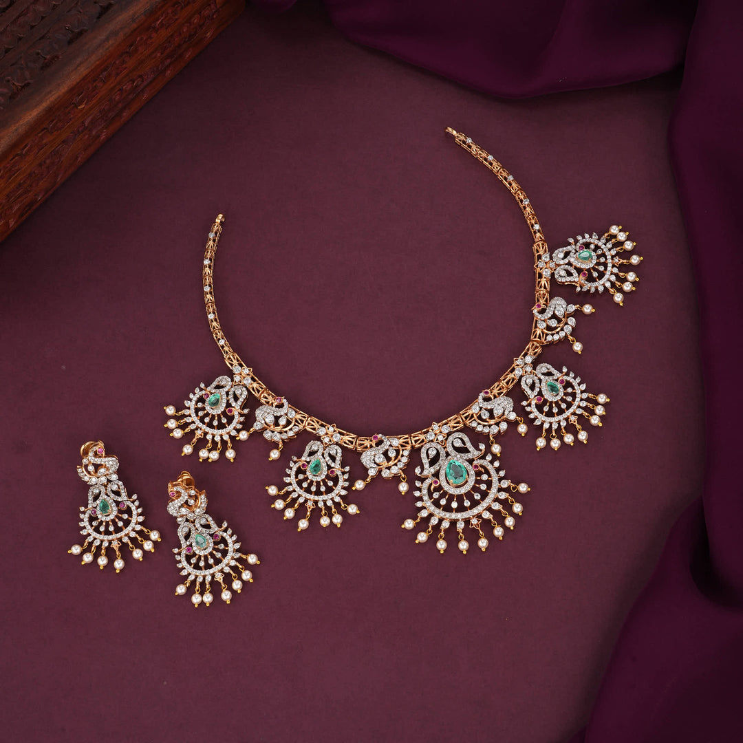 Classic Royal Moissanite Short Necklace Set