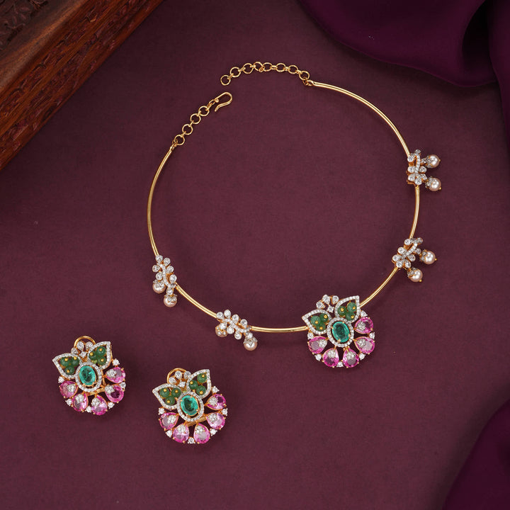 Royal Impressions Moissanite Short Necklace Set