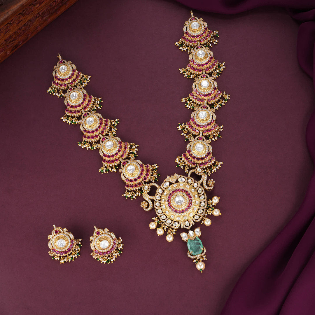 Mesmerizing Moissanite Long Necklace Set