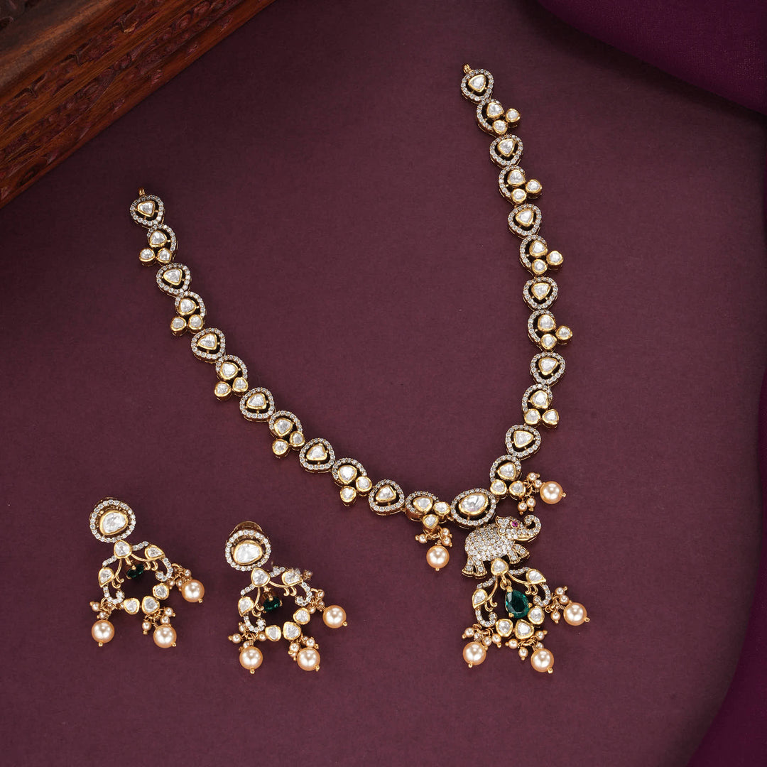 Aarohi Moissanite Short Necklace Set