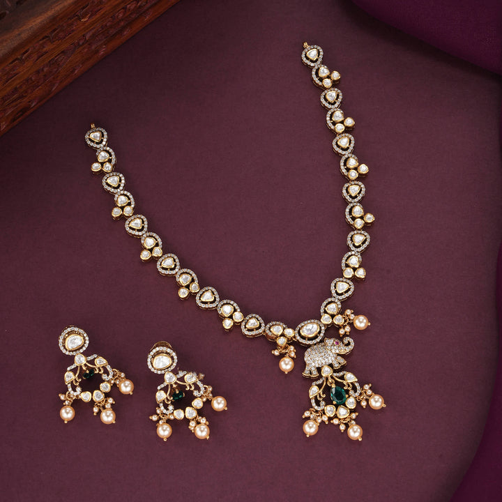 Aarohi Moissanite Short Necklace Set
